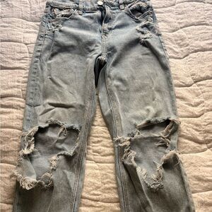 American Eagle Outfitters Ripped Gray Boyfriend Jeans
